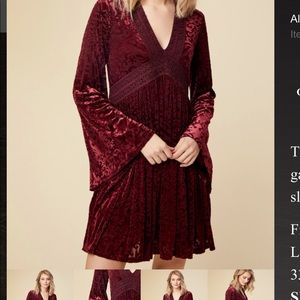Altar’d State red paisley long sleeved velvet dress